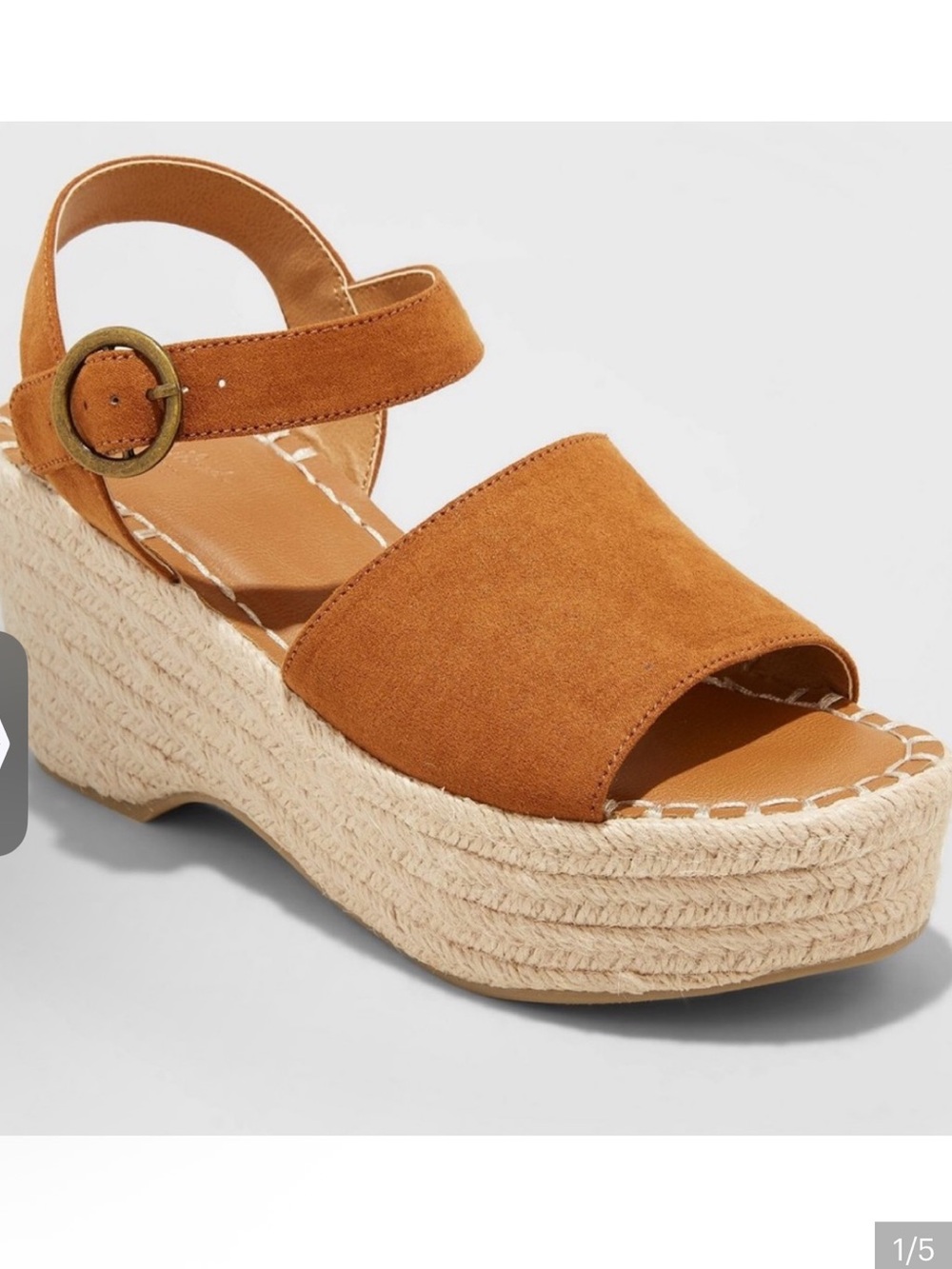 NWT Chunky Platform Wedge Espadrilles Tan brown Morgan 7.5 retro 70’s chunky